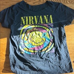 Target Black Short Sleeve Tee with Nirvana Smiley Face Logo